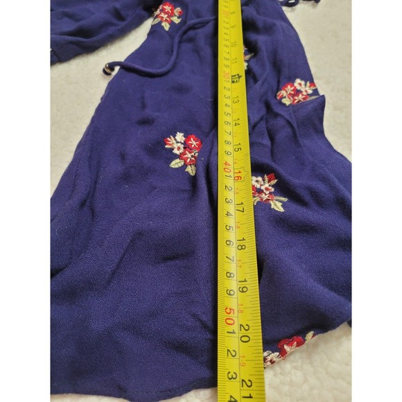 [188] Angie Blue Cropped Boho Blouse - Picture 9 of 9